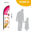 Oriflamme plume d'une taille de 60 x 240 cm. Illustrations de glaces.
