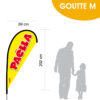 Fond jaune. Texte rouge avec contour blanc. Paëlla
